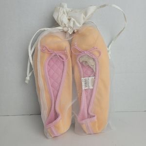Vintage Talbots Ballet Style Orange Pink Soft Corduroy Slippers Size Large